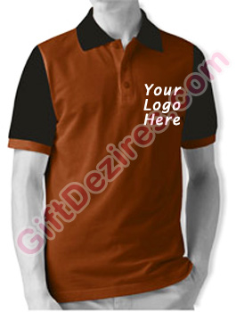 Designer Chestnut Brown and Black Color Logo Custom T Shirts